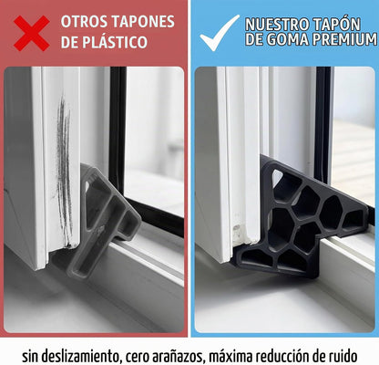 RielStop™ – Tope Antiportazos para Ventanas y Puertas | Sin Taladro Set X3 unidades