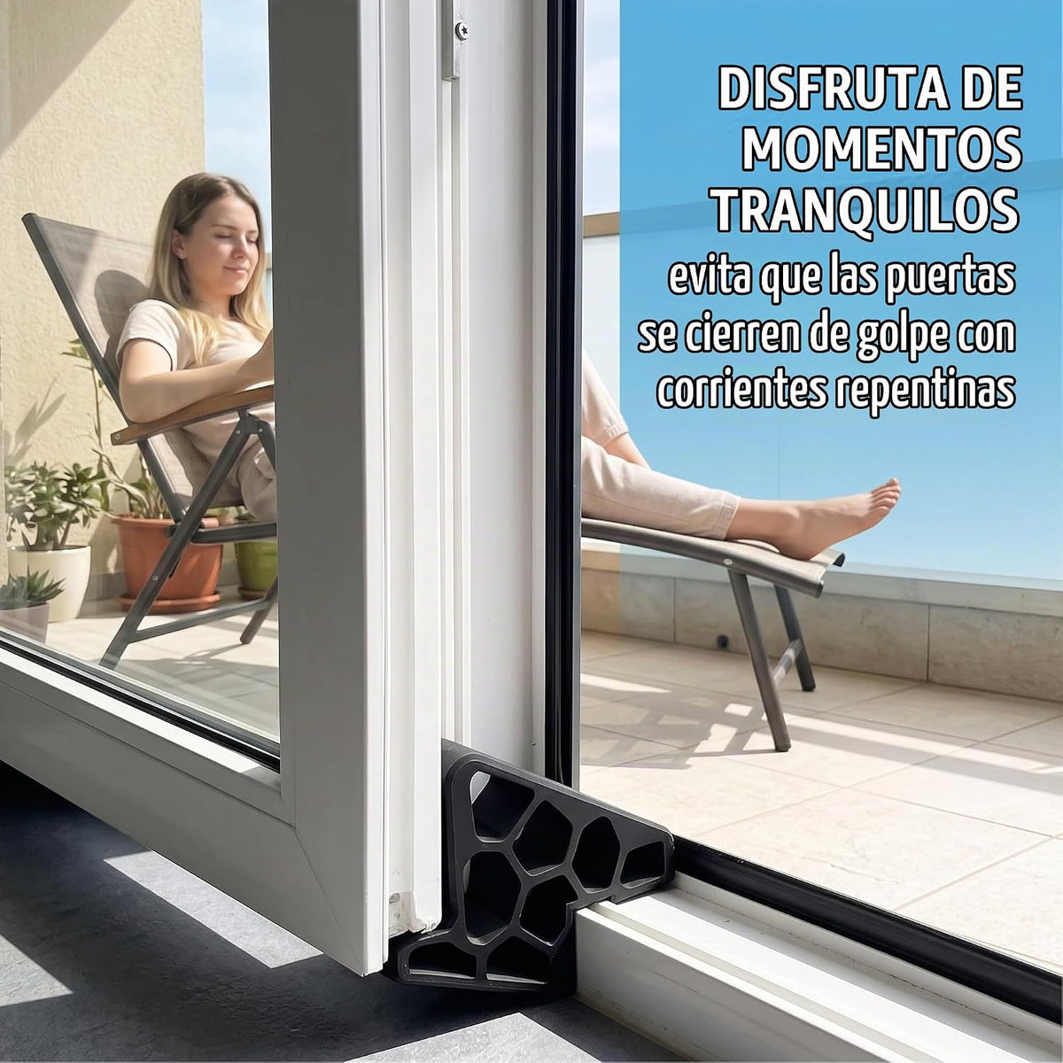 RielStop™ – Tope Antiportazos para Ventanas y Puertas | Sin Taladro Set X3 unidades