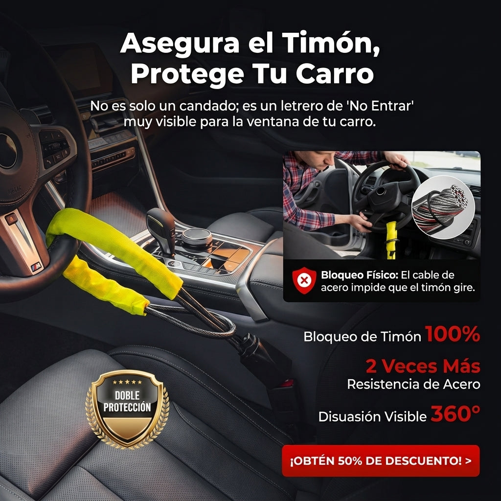 VolanLock™ – Candado Antirrobo que Bloquea Volante y Cinturón
