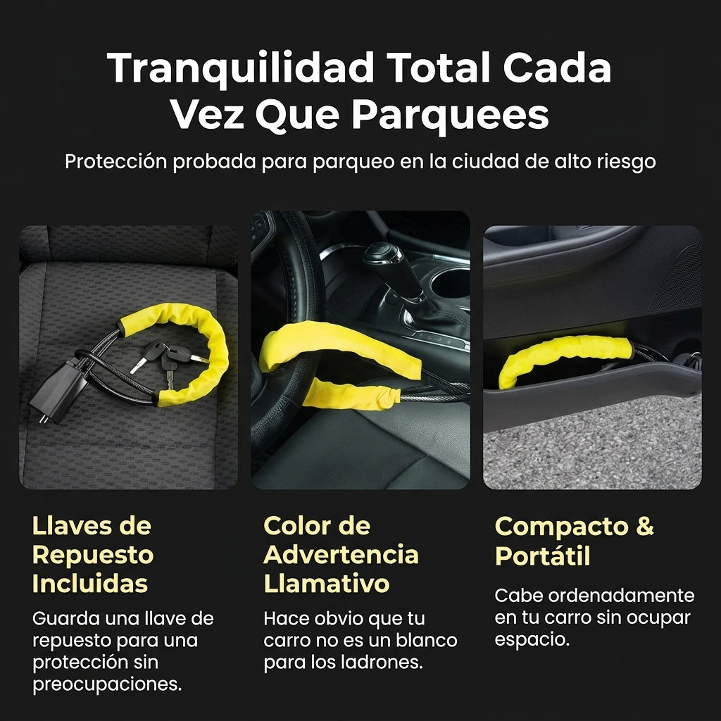 VolanLock™ – Candado Antirrobo que Bloquea Volante y Cinturón
