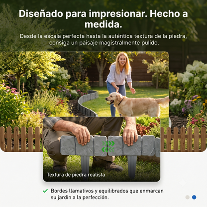 Bordes decorativos para jardín con aspecto de piedra.