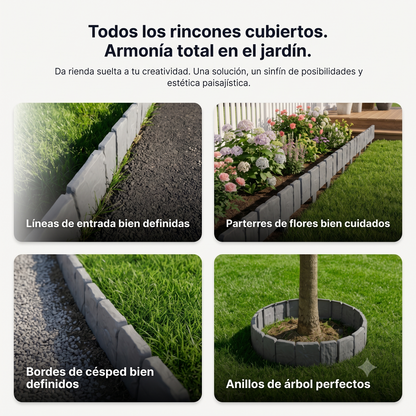 Bordes decorativos para jardín con aspecto de piedra.