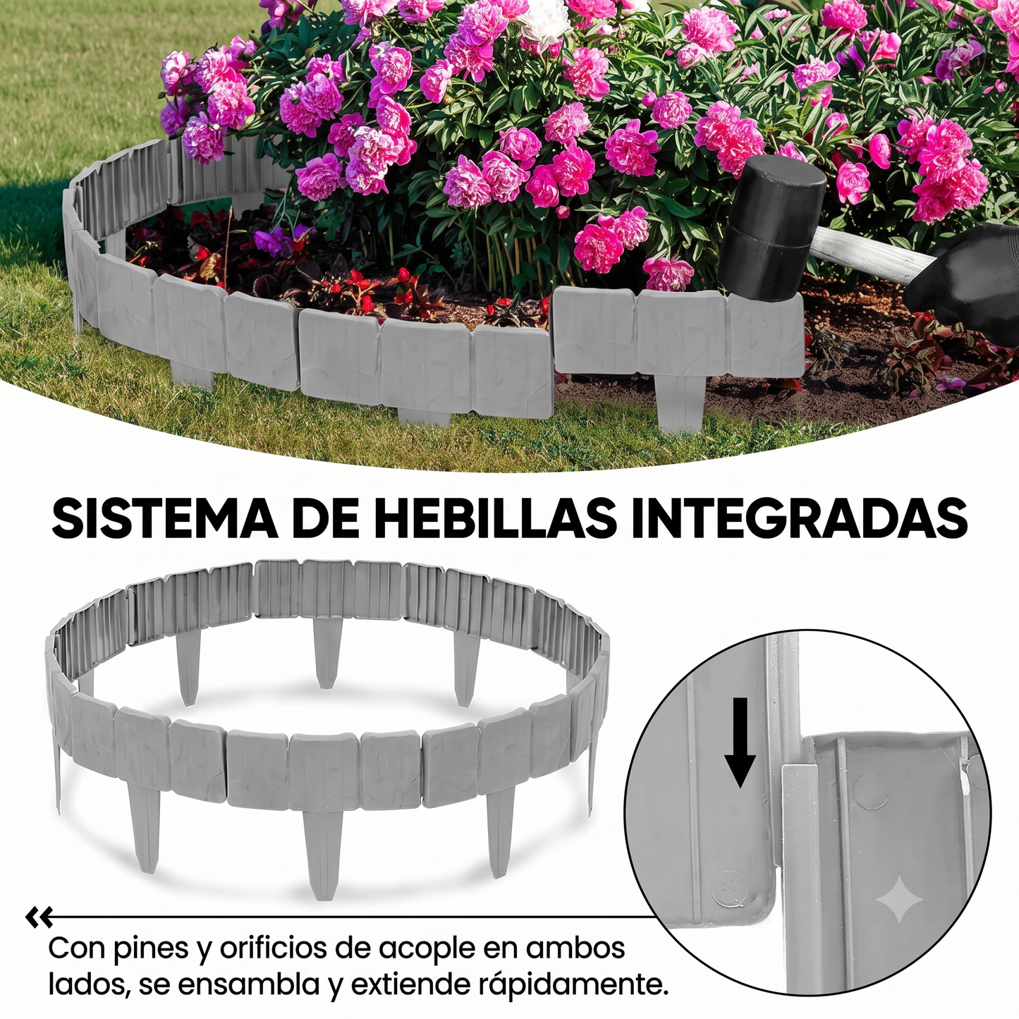 Bordes decorativos para jardín con aspecto de piedra.
