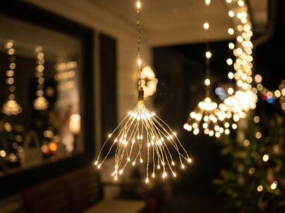 Cortina Solar de Fuegos Artificiales 3 m | Luces Navideñas sin Enchufes ni Cables