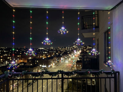 Cortina Solar de Fuegos Artificiales 3 m | Luces Navideñas sin Enchufes ni Cables