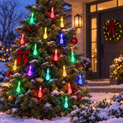 GotaLuz™ – Guirnalda LED Gotas de Agua 30 Metros, 120 Luces Multicolor para Exterior