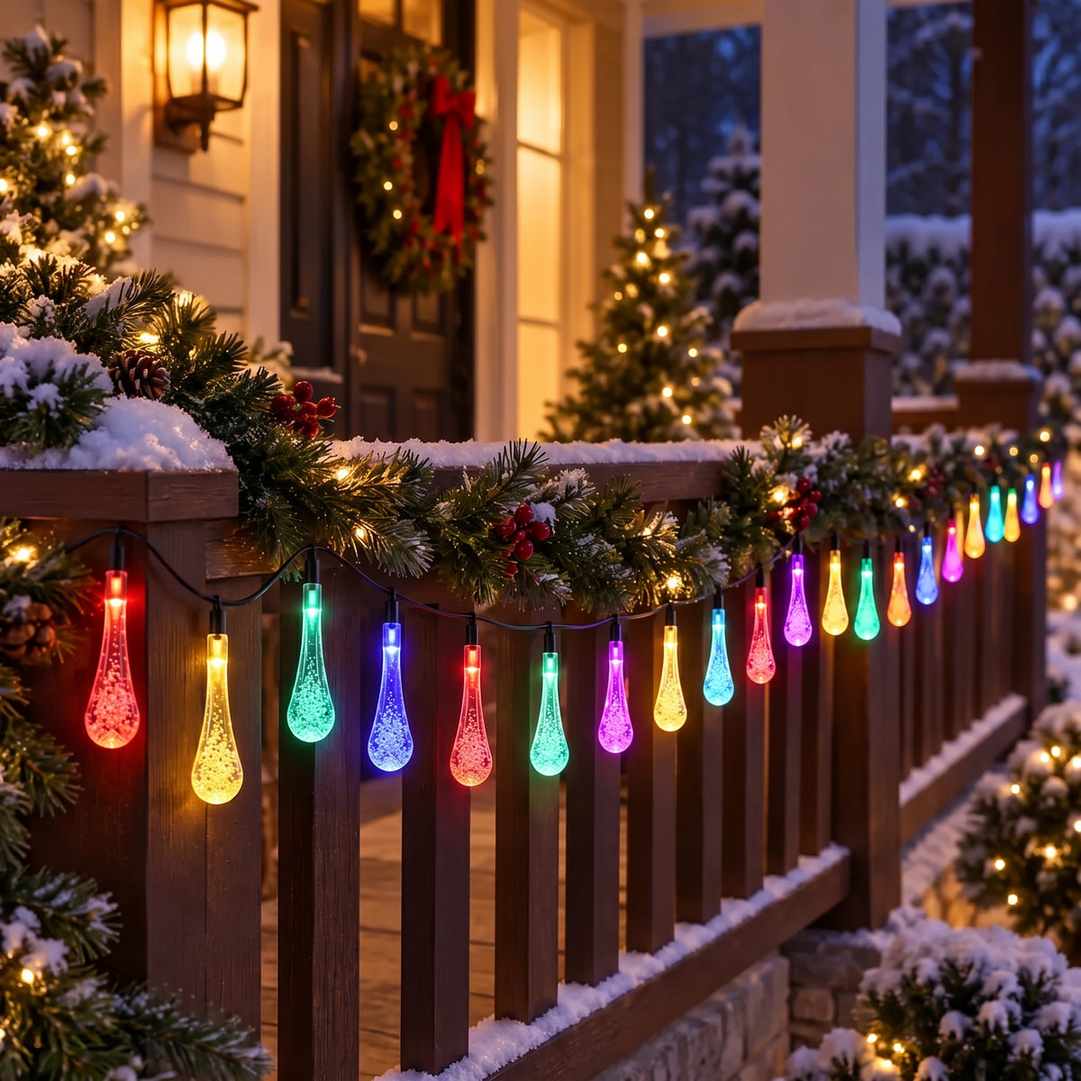 GotaLuz™ – Guirnalda LED Gotas de Agua 30 Metros, 120 Luces Multicolor para Exterior