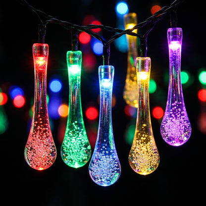 GotaLuz™ – Guirnalda LED Gotas de Agua 30 Metros, 120 Luces Multicolor para Exterior
