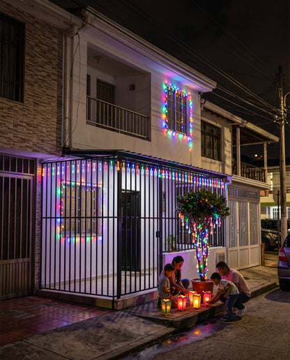 GotaLuz™ – Guirnalda LED Gotas de Agua 30 Metros, 120 Luces Multicolor para Exterior