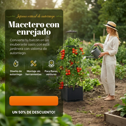 Macetero con enrejado y autoriego!!