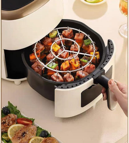 Parrilla para Air Fryer AirAsado 360™ – 16 Ganchos para Chuzos en Acero Inoxidable