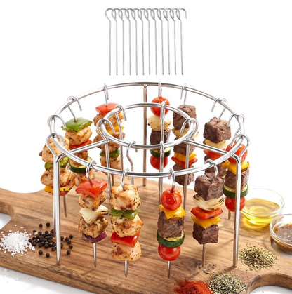 Parrilla para Air Fryer AirAsado 360™ – 16 Ganchos para Chuzos en Acero Inoxidable