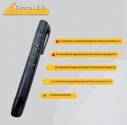 FrenoCheck™ – Probador de Líquido de Frenos con 5 Luces LED para Carro y Moto