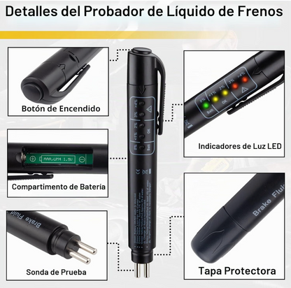 FrenoCheck™ – Probador de Líquido de Frenos con 5 Luces LED para Carro y Moto
