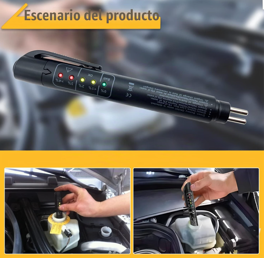 FrenoCheck™ – Probador de Líquido de Frenos con 5 Luces LED para Carro y Moto