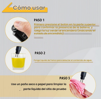 FrenoCheck™ – Probador de Líquido de Frenos con 5 Luces LED para Carro y Moto