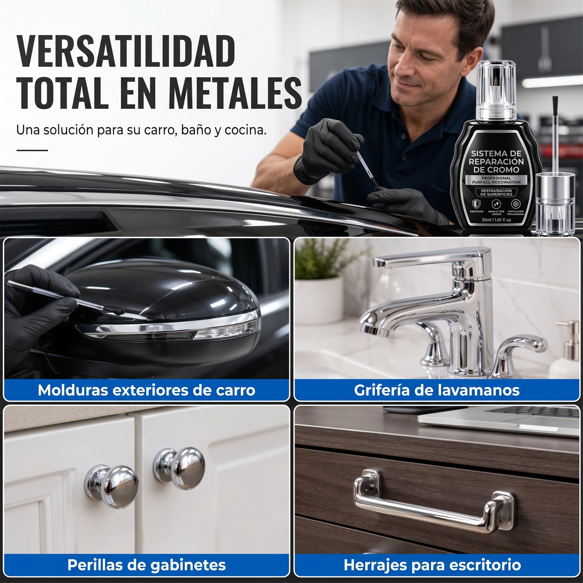 PlataShine Pro™ — Reparador de Cromo y Plata para Carro, Joyas y Hogar