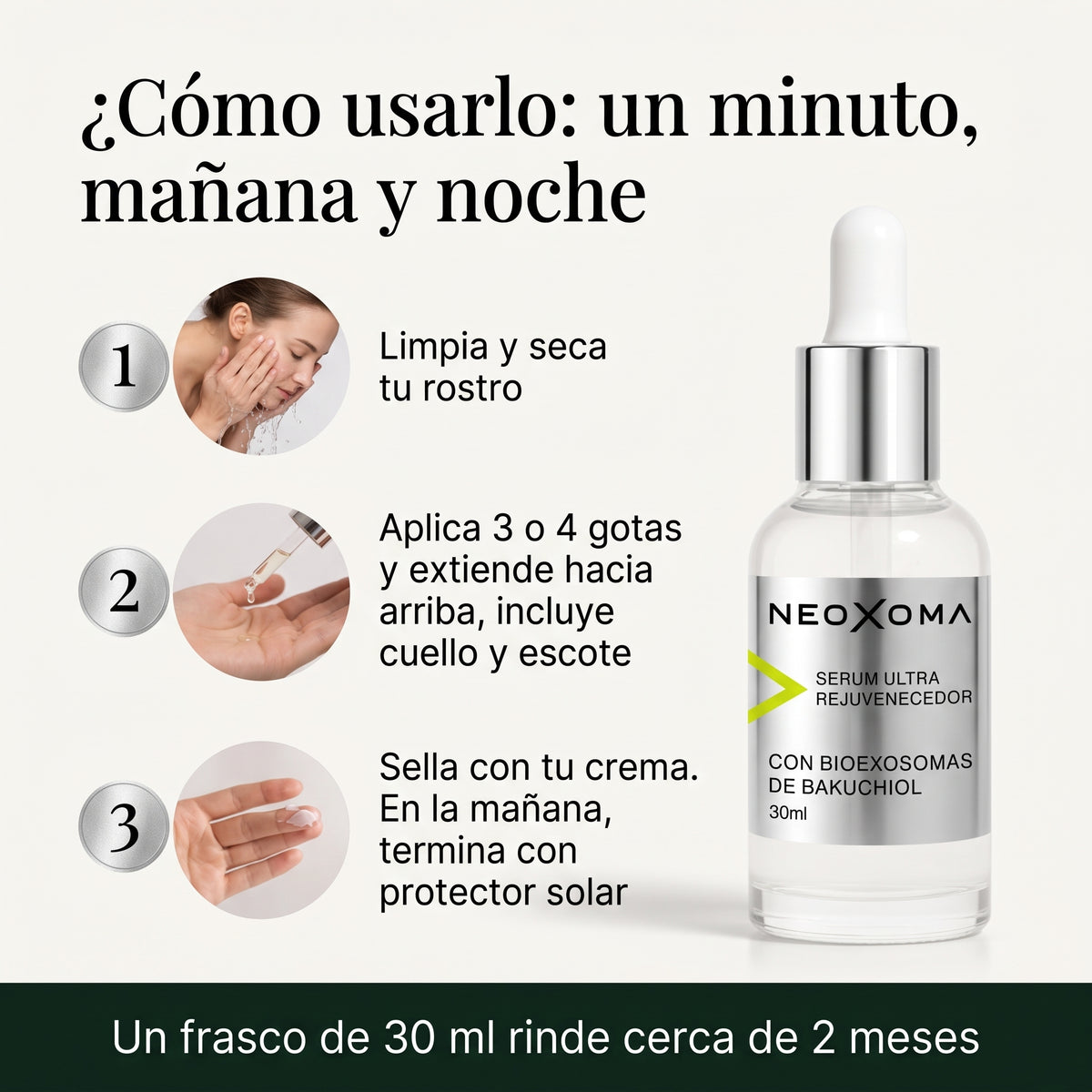 Neoxoma Sérum de Exosomas con Bakuchiol 1 % – Ultra Rejuvenecedor 30 ml