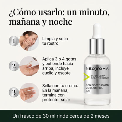 Neoxoma Sérum de Exosomas con Bakuchiol 1 % – Ultra Rejuvenecedor 30 ml