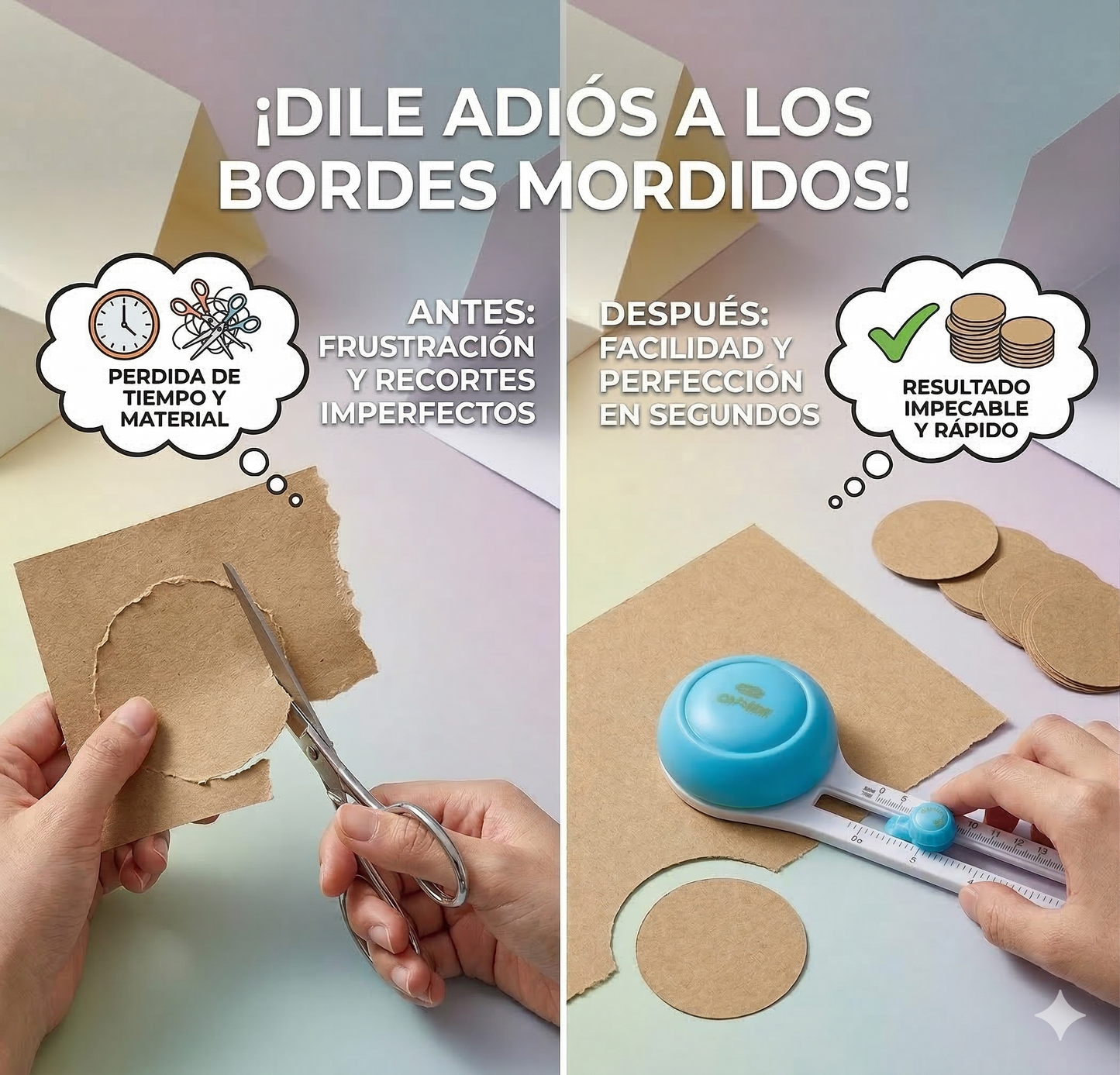 Círculos perfectos en segundos: El cortador giratorio 360° con 15 tamaños en uno — de 10 a 32 cm.