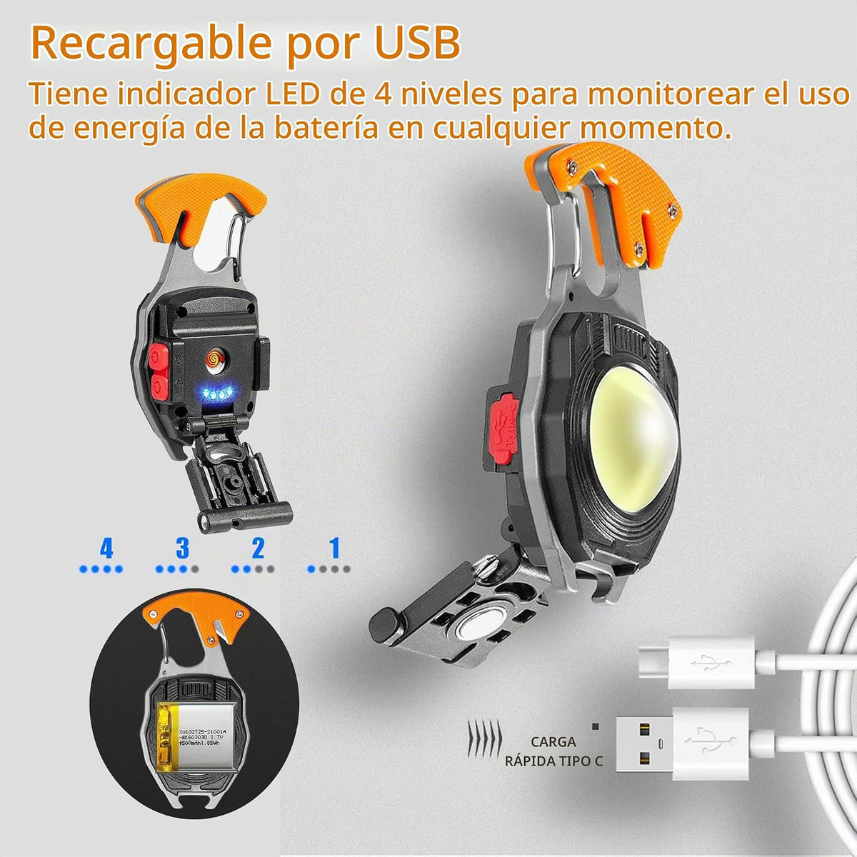 Mini Linterna Llavero Recargable 500 Lúmenes | LuzContigo™