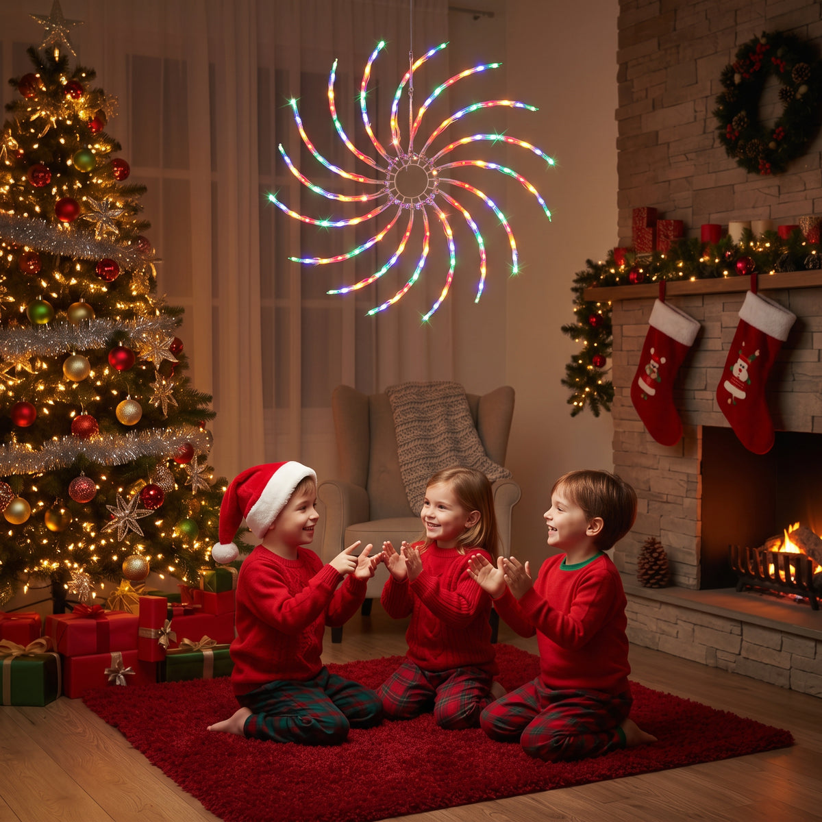 La pared más vacía de tu casa, la protagonista de esta Navidad: EspiraLuz™ · Luz LED en espiral 3D de 70 cm