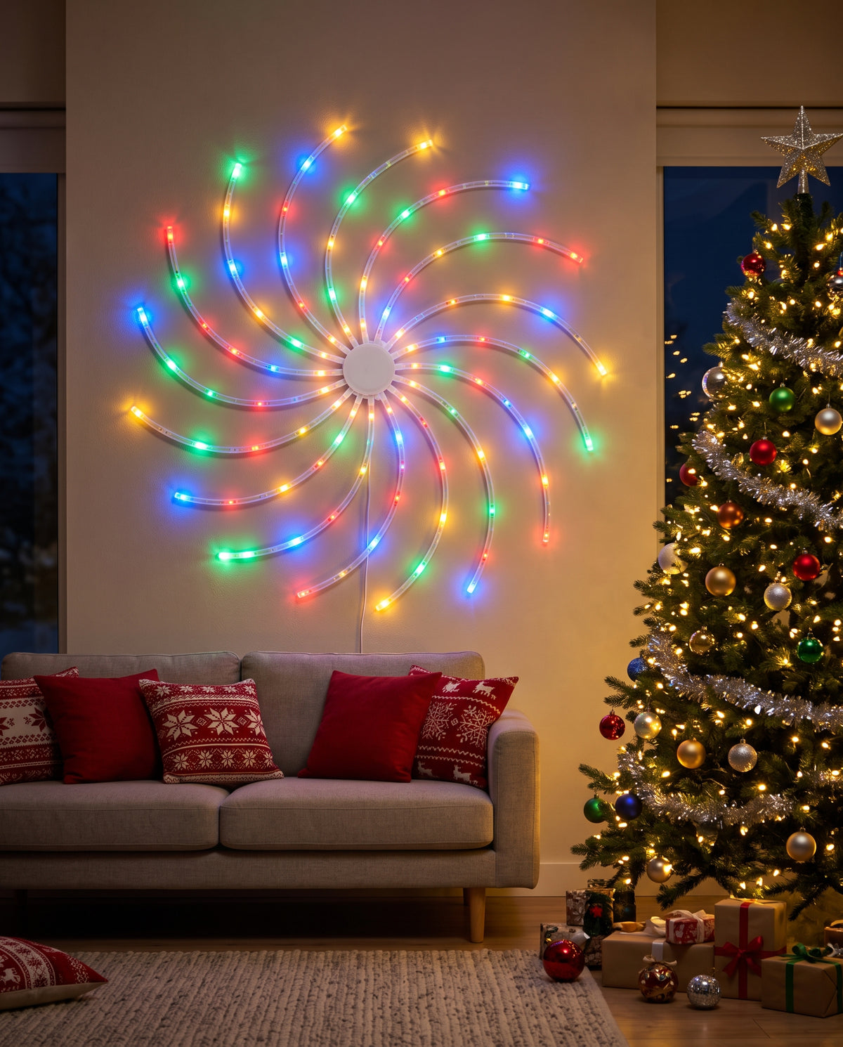 La pared más vacía de tu casa, la protagonista de esta Navidad: EspiraLuz™ · Luz LED en espiral 3D de 70 cm
