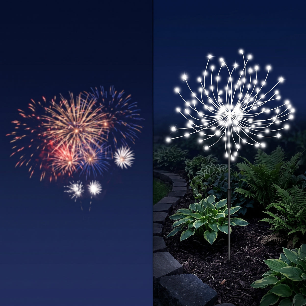 Luces Solares Navideñas x6 - Efecto Fuegos Artificiales para Jardín
