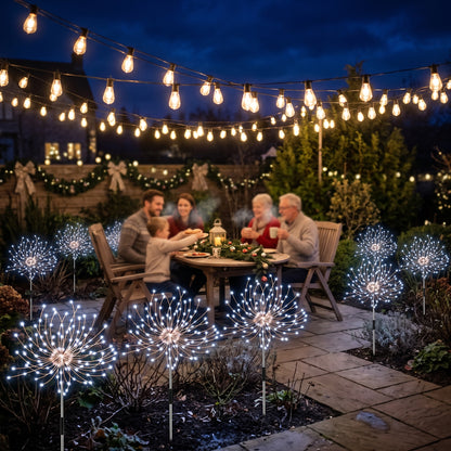 Luces Solares Navideñas x6 - Efecto Fuegos Artificiales para Jardín