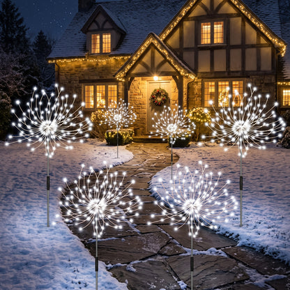Luces Solares Navideñas x6 - Efecto Fuegos Artificiales para Jardín