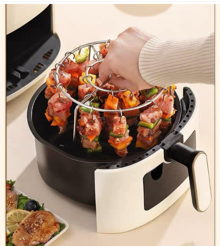 Parrilla para Air Fryer AirAsado 360™ – 16 Ganchos para Chuzos en Acero Inoxidable