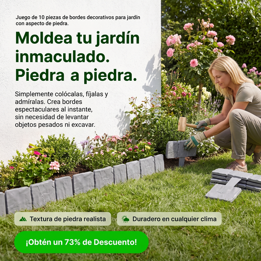 Bordes decorativos para jardín con aspecto de piedra.