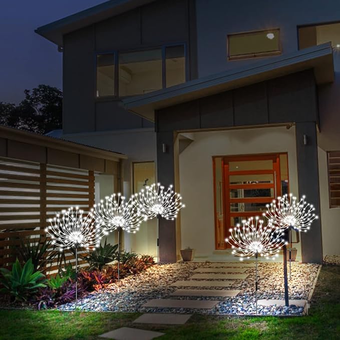 Luces Solares Navideñas x6 - Efecto Fuegos Artificiales para Jardín