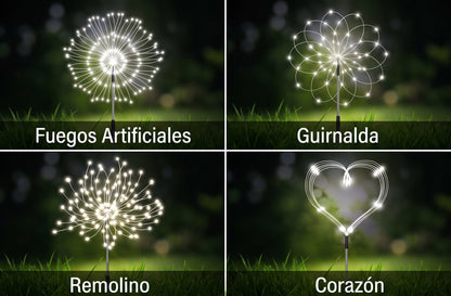Luces Solares Navideñas x6 - Efecto Fuegos Artificiales para Jardín