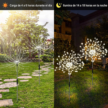 Luces Solares Navideñas x6 - Efecto Fuegos Artificiales para Jardín