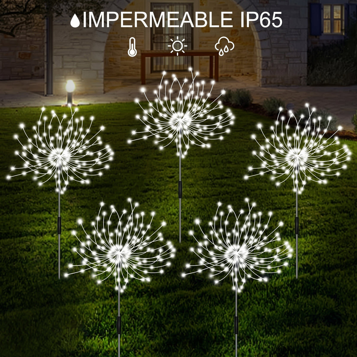 Luces Solares Navideñas x6 - Efecto Fuegos Artificiales para Jardín