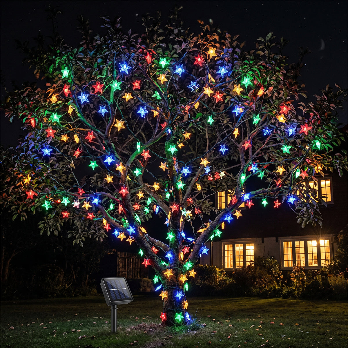Guirnalda Solar de Estrellas LED x 15 metros - Decoración Navideña Sin Electricidad