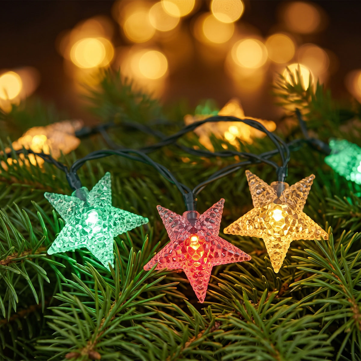 Guirnalda Solar de Estrellas LED x 15 metros - Decoración Navideña Sin Electricidad