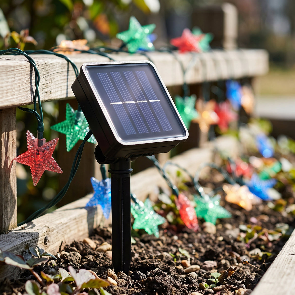 Guirnalda Solar de Estrellas LED x 15 metros - Decoración Navideña Sin Electricidad