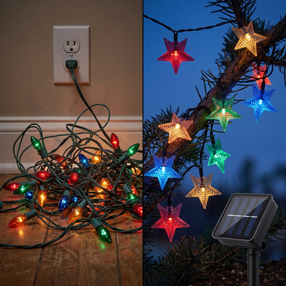Guirnalda Solar de Estrellas LED x 15 metros - Decoración Navideña Sin Electricidad