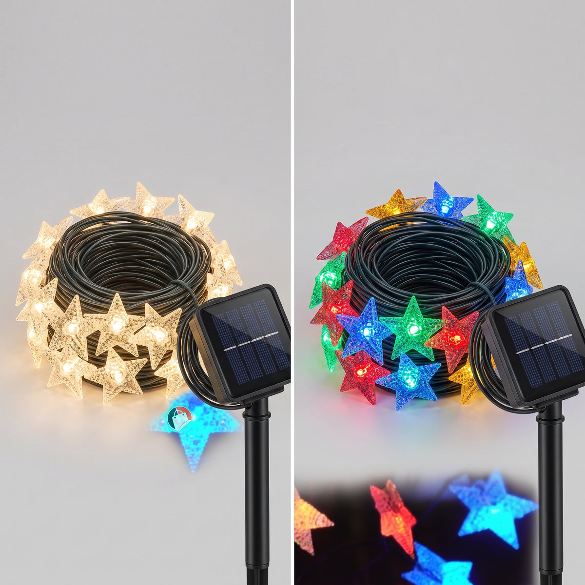 Guirnalda Solar de Estrellas LED x 15 metros - Decoración Navideña Sin Electricidad