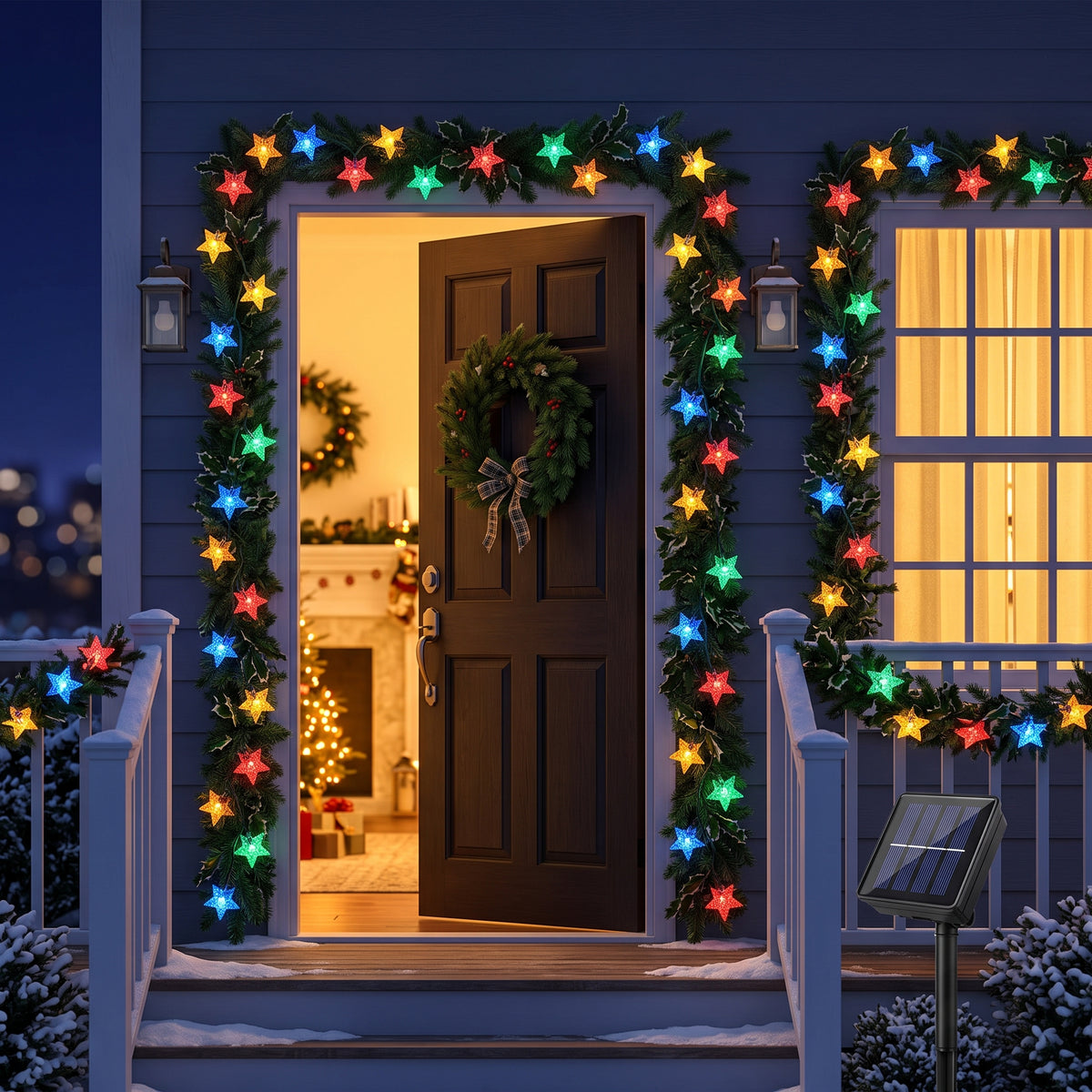 Guirnalda Solar de Estrellas LED x 15 metros - Decoración Navideña Sin Electricidad
