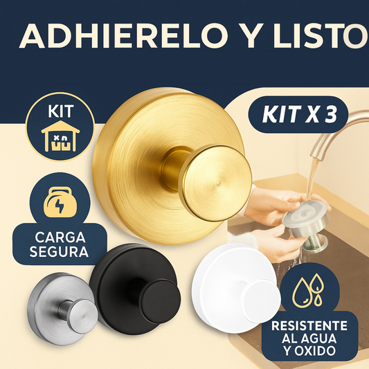 Kit x 3 Gancho Supremo de Succión: Sin Taladros, Estilo y Fuerza Profesional