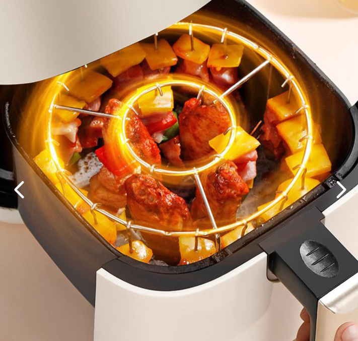 Parrilla para Air Fryer AirAsado 360™ – 16 Ganchos para Chuzos en Acero Inoxidable