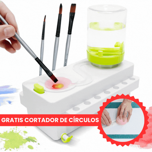 Lava tus pinceles fácil y rápido con solo presionar un botón + LLEVA GRATIS cortador de círculos