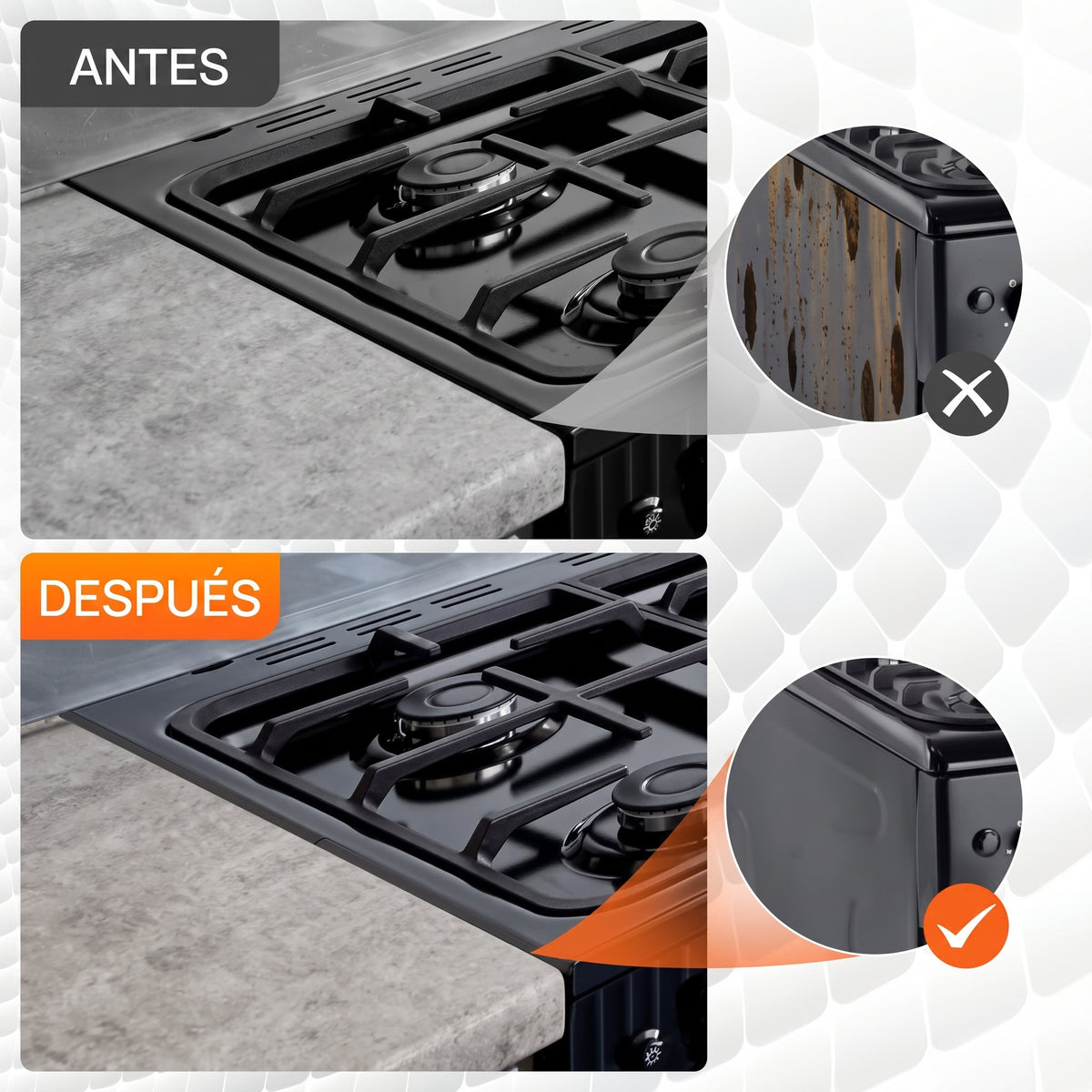 SelloInox™ – Cubre Espacios de Cocina en Acero Inoxidable SET X 2