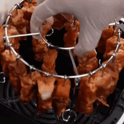 Parrilla para Air Fryer AirAsado 360™ – 16 Ganchos para Chuzos en Acero Inoxidable