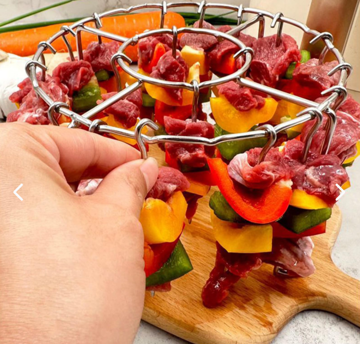 Parrilla para Air Fryer AirAsado 360™ – 16 Ganchos para Chuzos en Acero Inoxidable